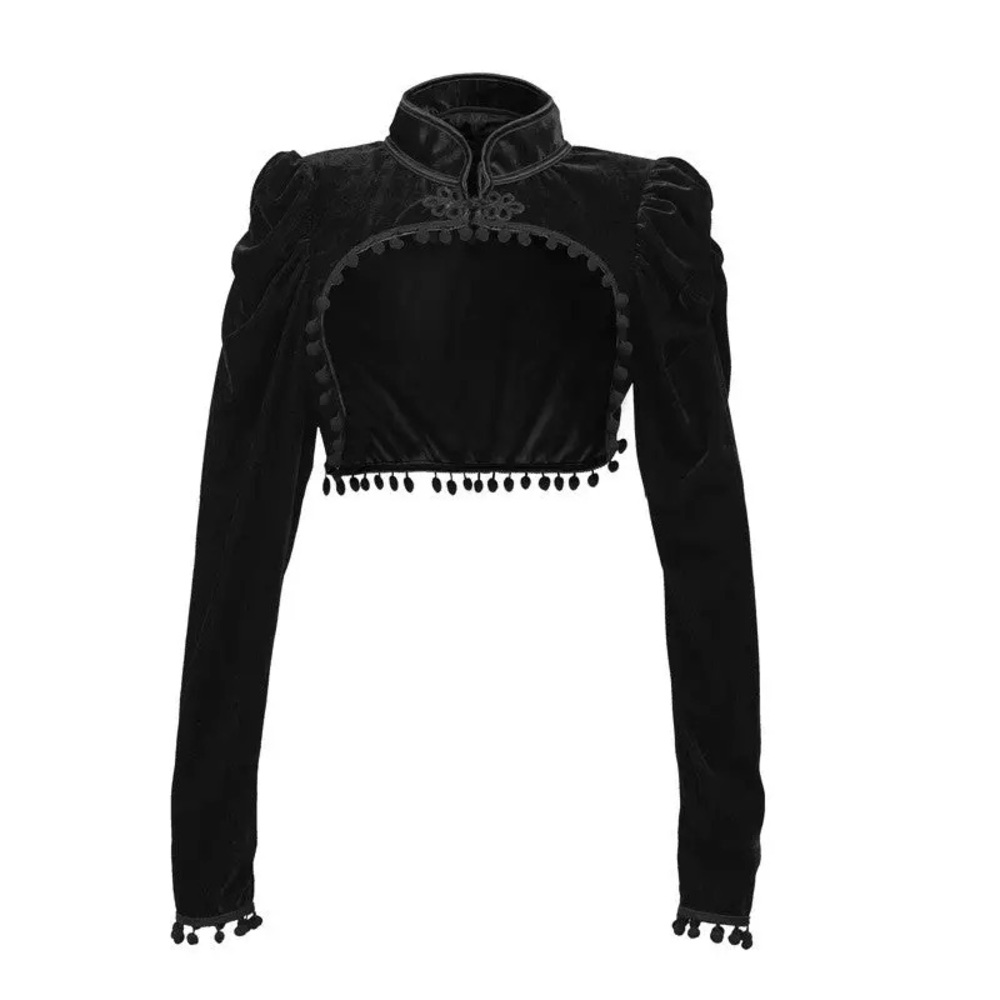 Black Fringe Crop Jacket